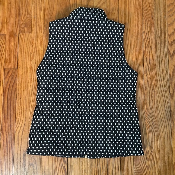 Michael‎ Kors Womens Puffer Vest Black White Polka Dot Zipper Logo Size S - Picture 2 of 7